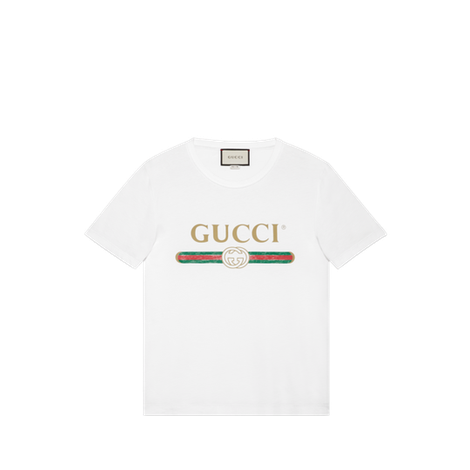 男士Gucci标识印花超大造型T恤