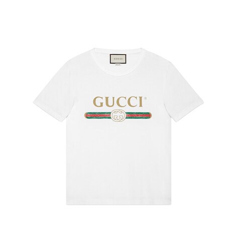 男士Gucci标识印花超大造型T恤