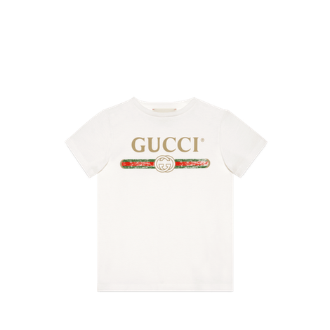 儿童Gucci标识图案纯棉T恤