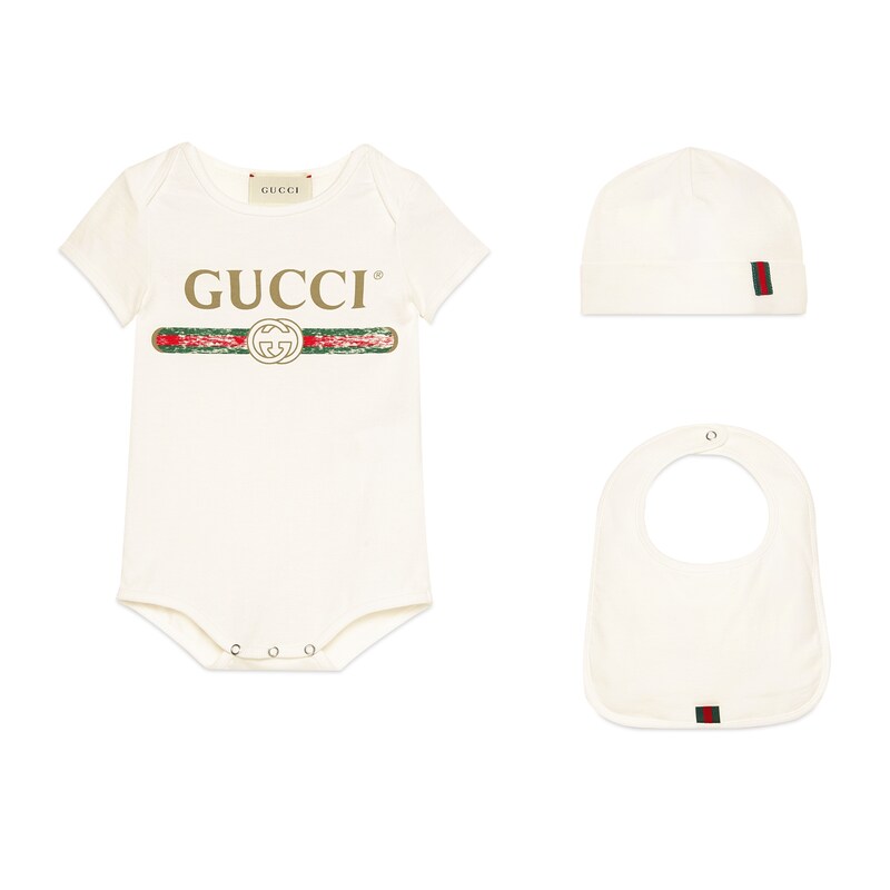 婴儿Gucci标识棉质礼品套装