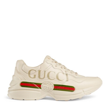 Rhyton系列女士Gucci标识牛皮革运动鞋