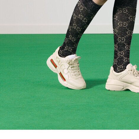 Rhyton系列女士Gucci标识牛皮革运动鞋