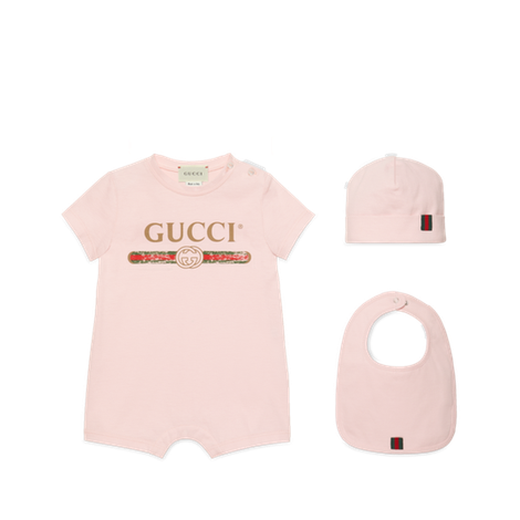 婴儿Gucci标识棉质礼品套装