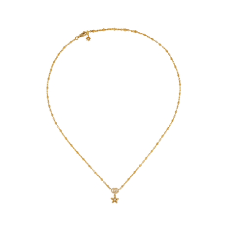 Gucci Flora系列18K黄金钻石项链

