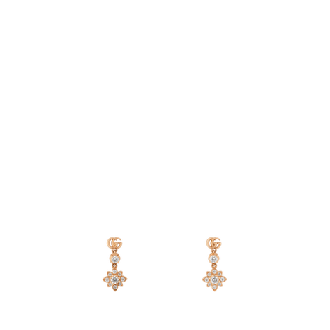 Gucci Flora系列18K玫瑰金钻石耳环
