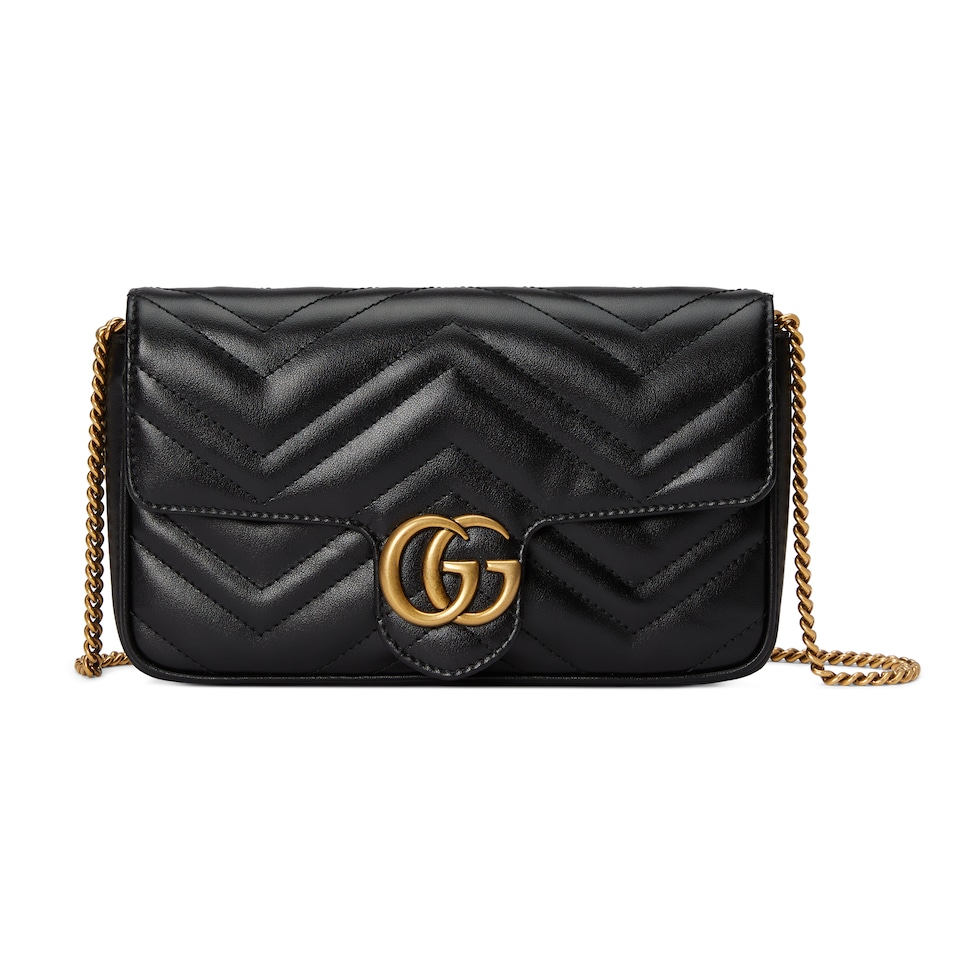 黑色牛皮革GG Marmont系列小号肩背包（配卡包） -古驰GUCCI中国官方网站