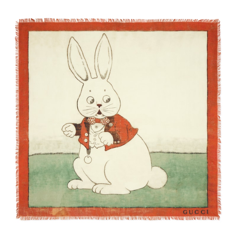 儿童兔子印花莫代尔披肩