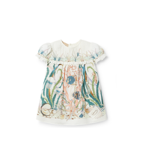 【新品】婴儿海洋印花棉质平纹细布连衣裙