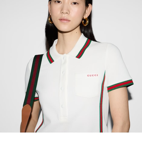 绉绸珠地棉Polo衫式连衣裙