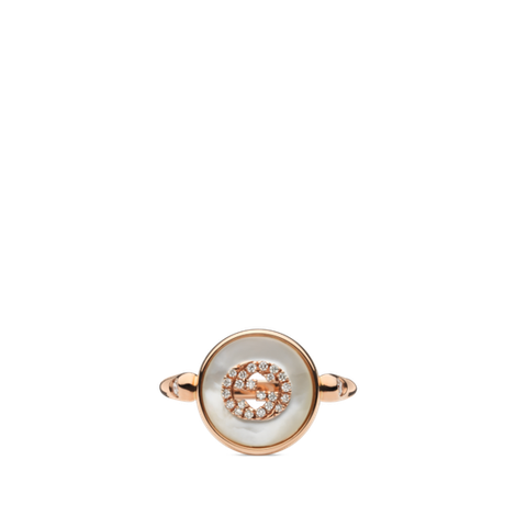 【新品】Gucci Interlocking系列18K金钻石戒指