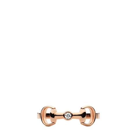Gucci Horsebit系列18k金钻石戒指