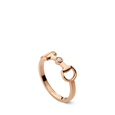 Gucci Horsebit系列18k金钻石戒指