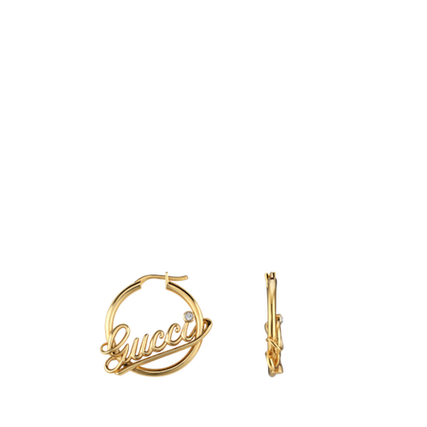 饰手写体Gucci标识环形耳环