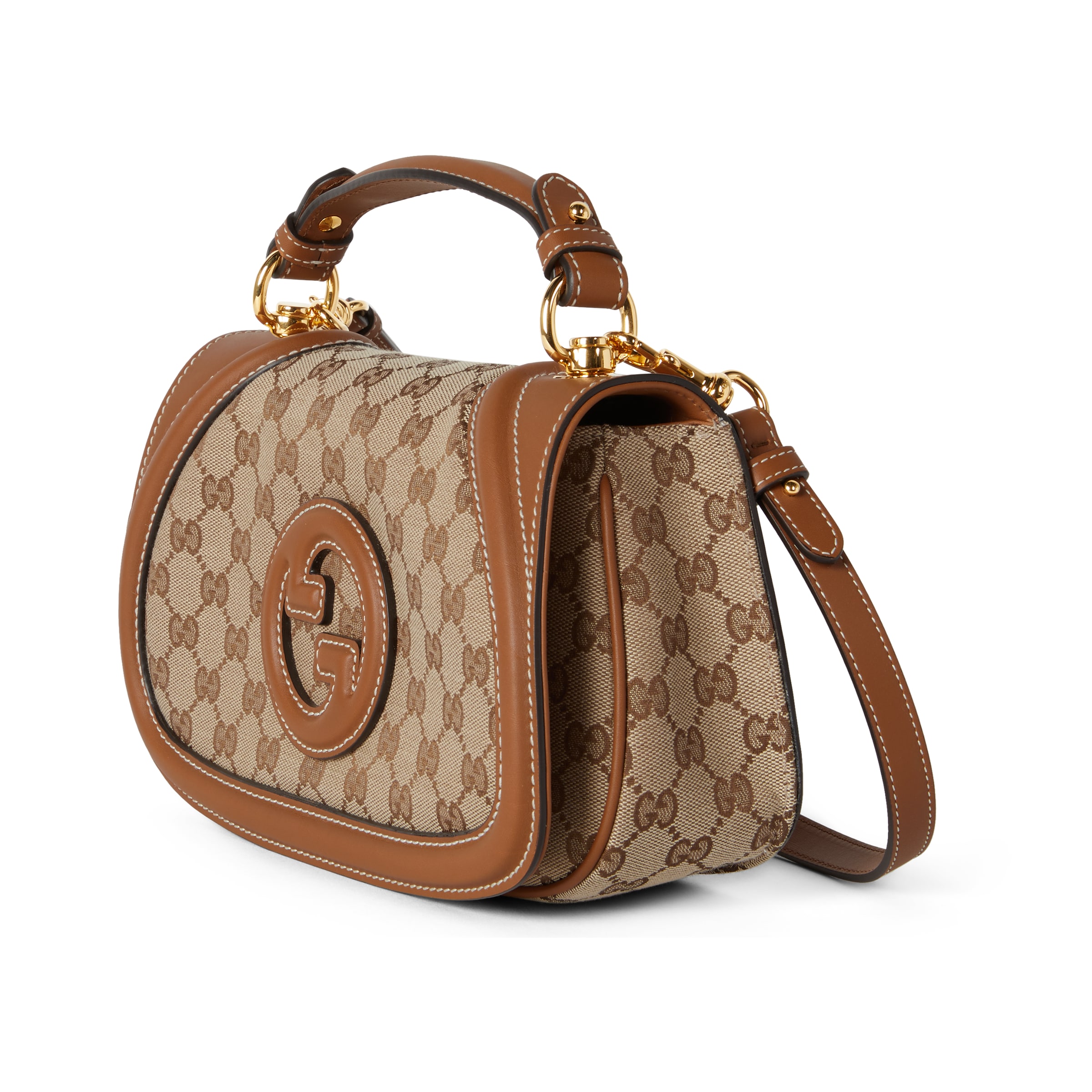 米色和乌木色GG帆布Gucci Blondie系列中号手提包 -古驰GUCCI中国官方网站