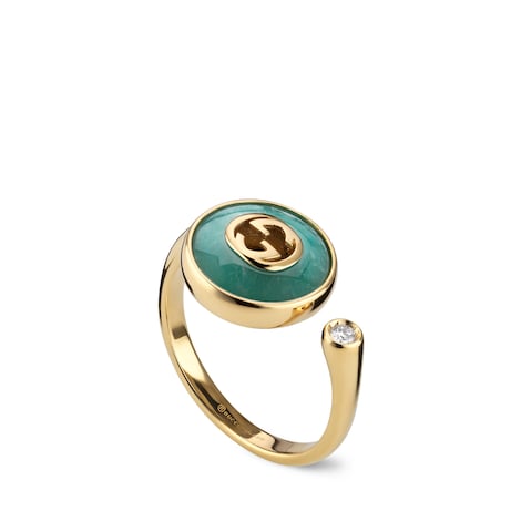Gucci Interlocking系列黄色18K金戒指
