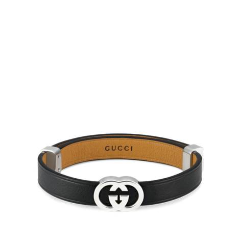 Gucci Interlocking系列皮革手链