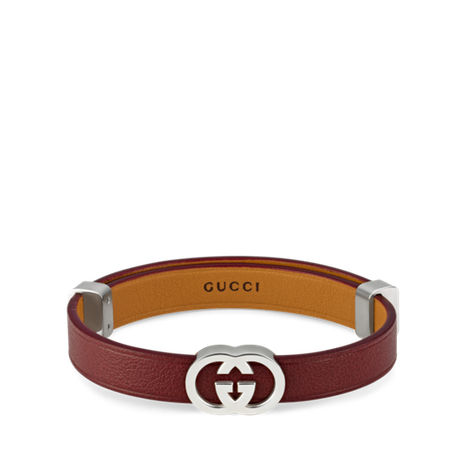 Gucci Interlocking系列皮革手链