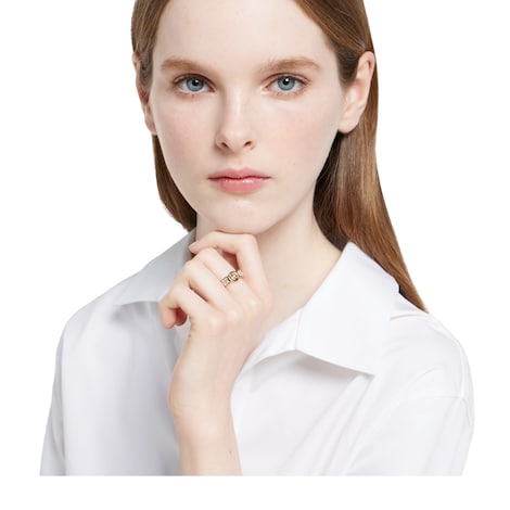 Gucci Blondie系列宽版水晶戒指