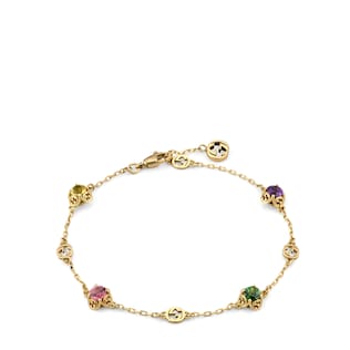 互扣式双g饰宝石18k黄金手链